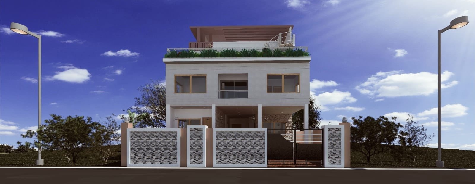 Architectural planning with blueprints