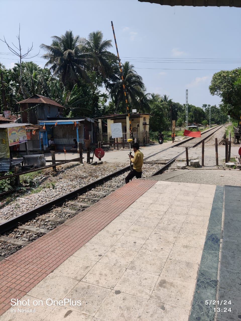 Surveyor marking land boundaries