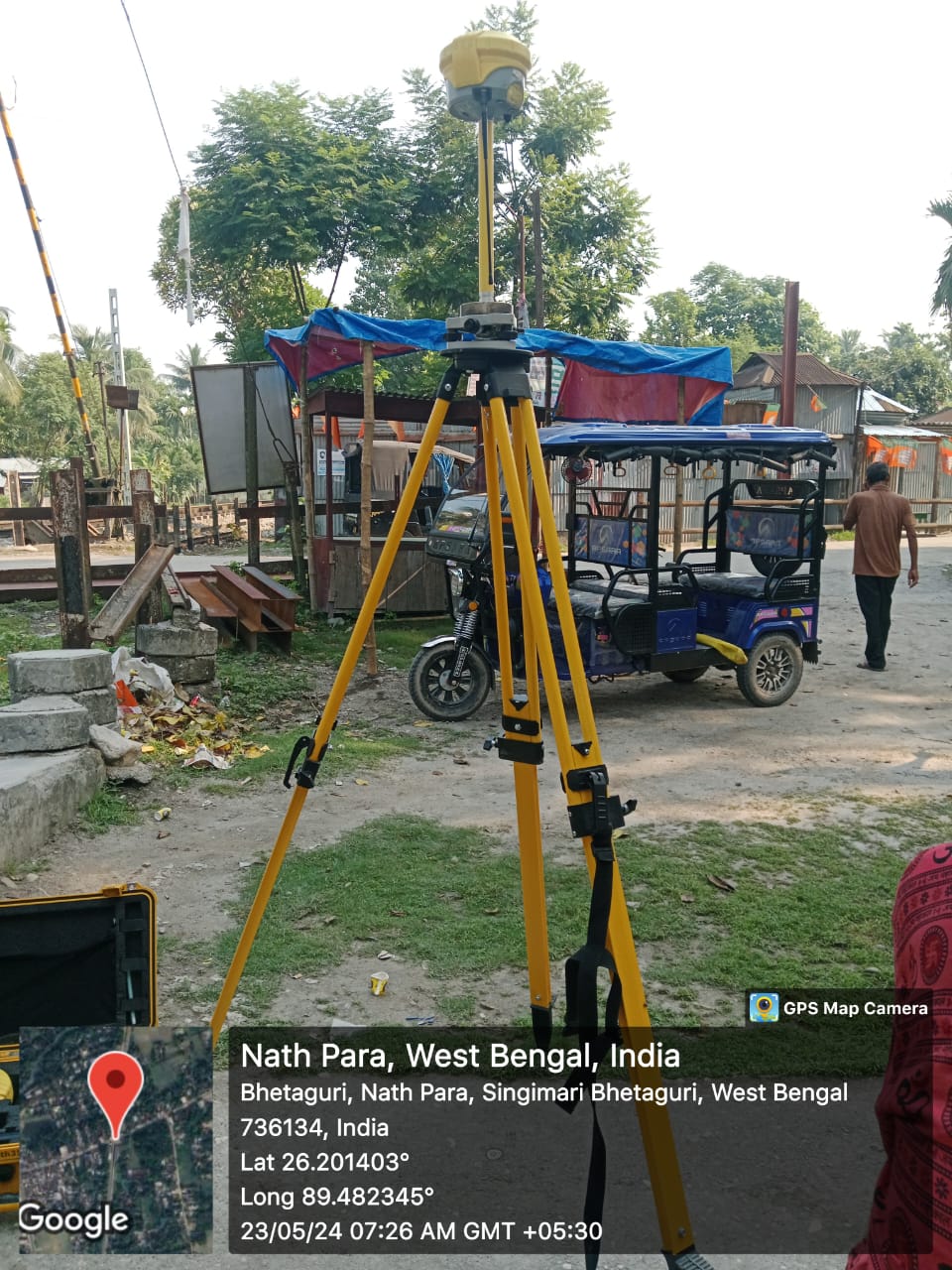 Survey equipment setup on site