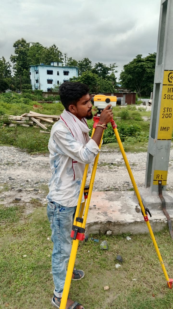 Surveyor analyzing data
