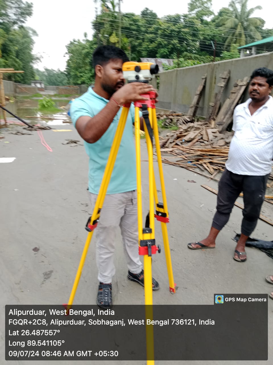 Surveyor analyzing data
