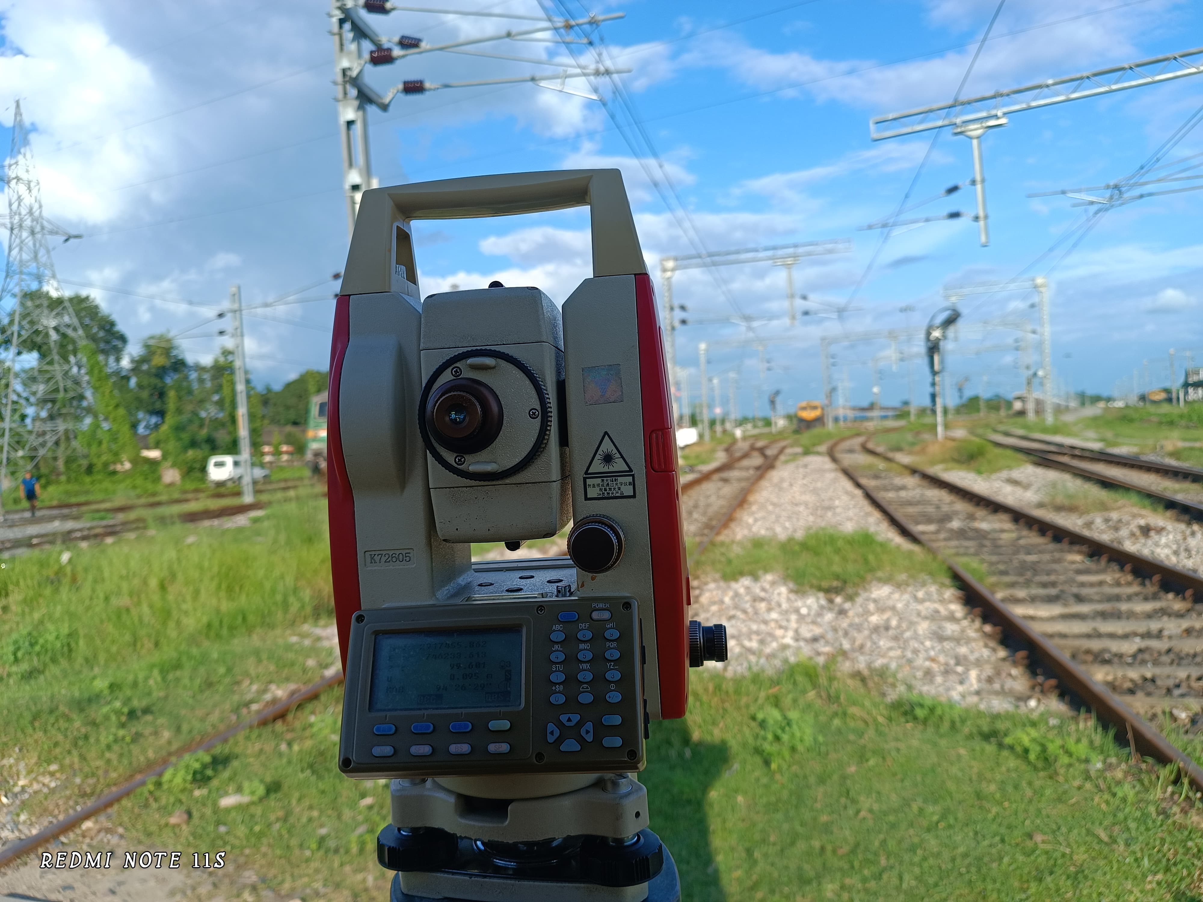 Survey equipment setup on site