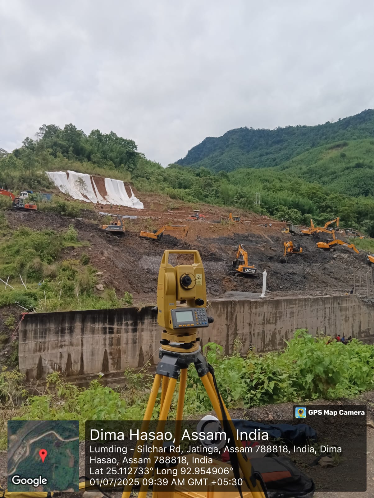 Survey equipment setup on site