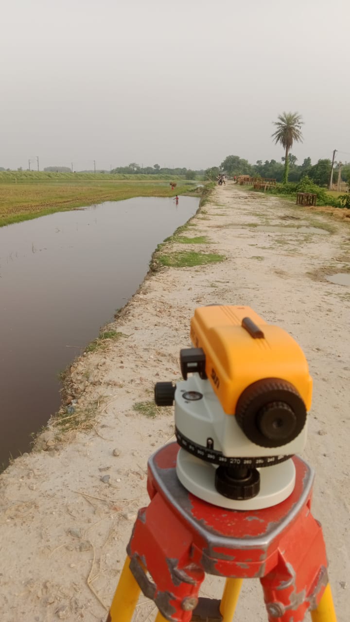 Survey equipment setup on site