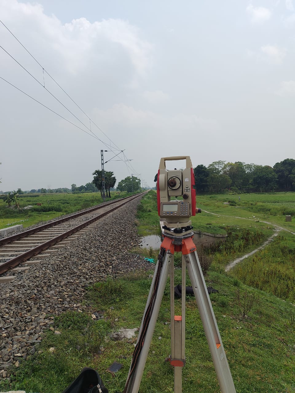 Survey equipment setup on site
