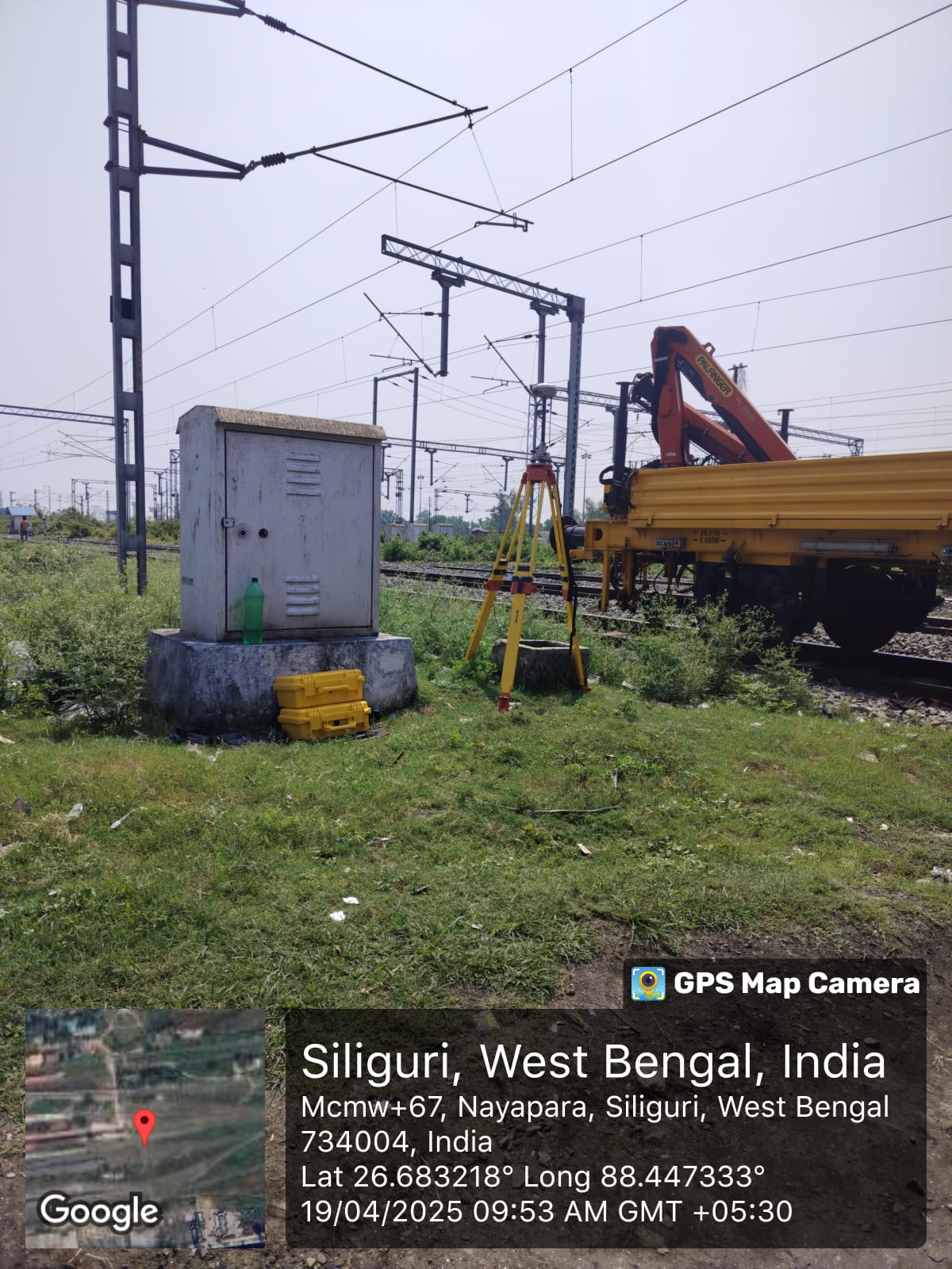 Survey equipment setup on site