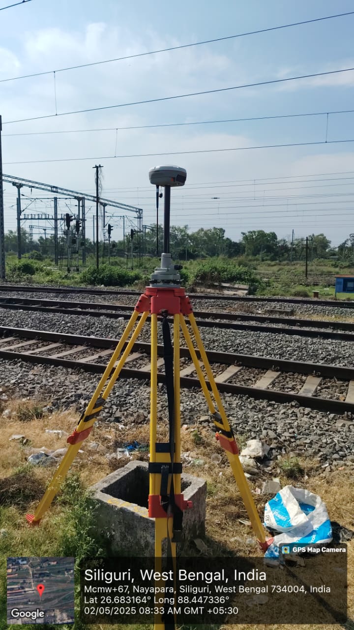 Survey equipment setup on site