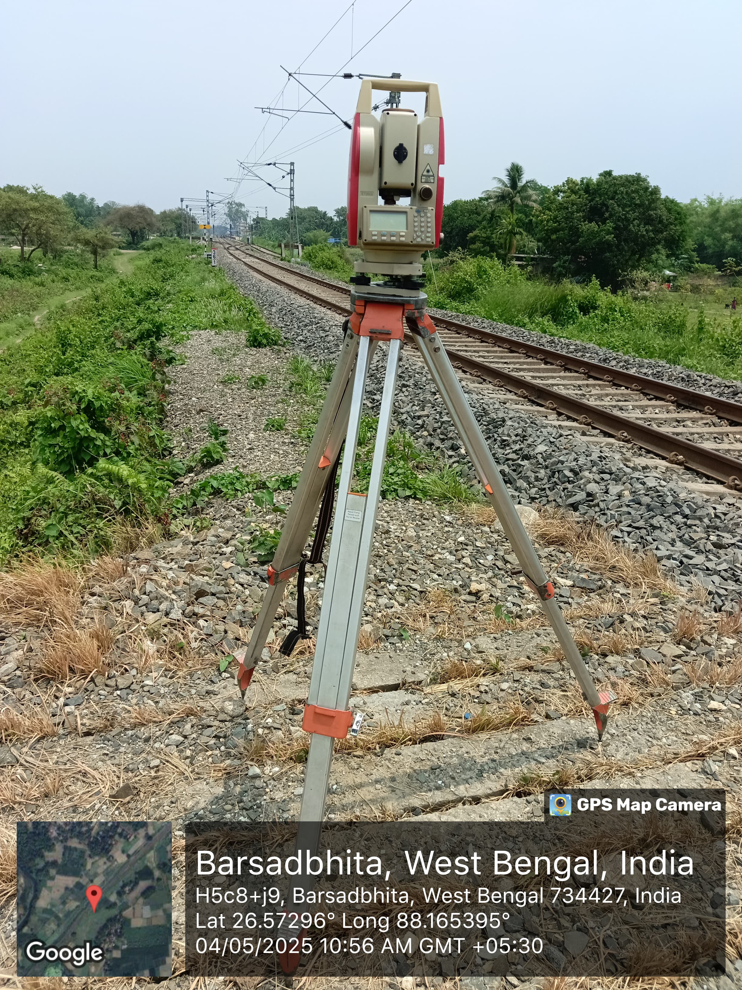 Survey equipment setup on site