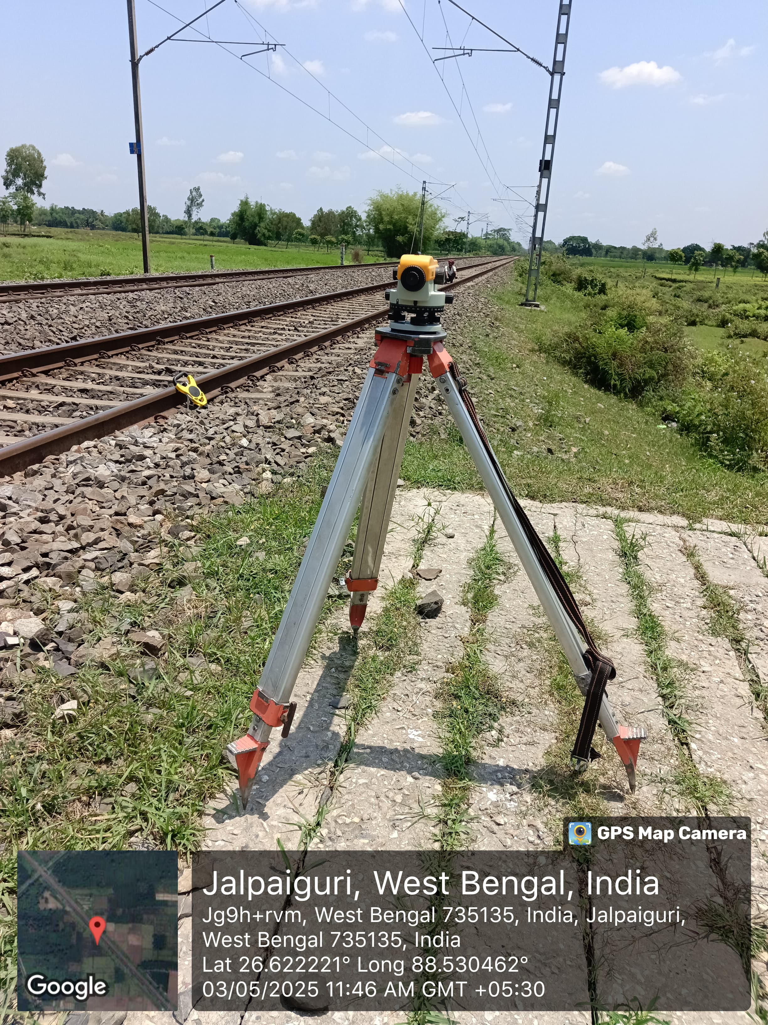 Survey equipment setup on site
