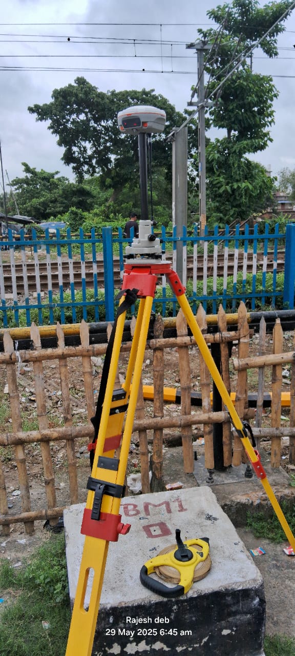 Survey equipment setup on site